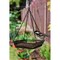 Black Iron Mesh Weatherproof Hanging Bird Feeder Tray with Chain and Perch